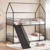 Bunk Bed Twin Over Twin House Bunk Bed Frame with Metal Slats-Black - Gallery View 1 of 12