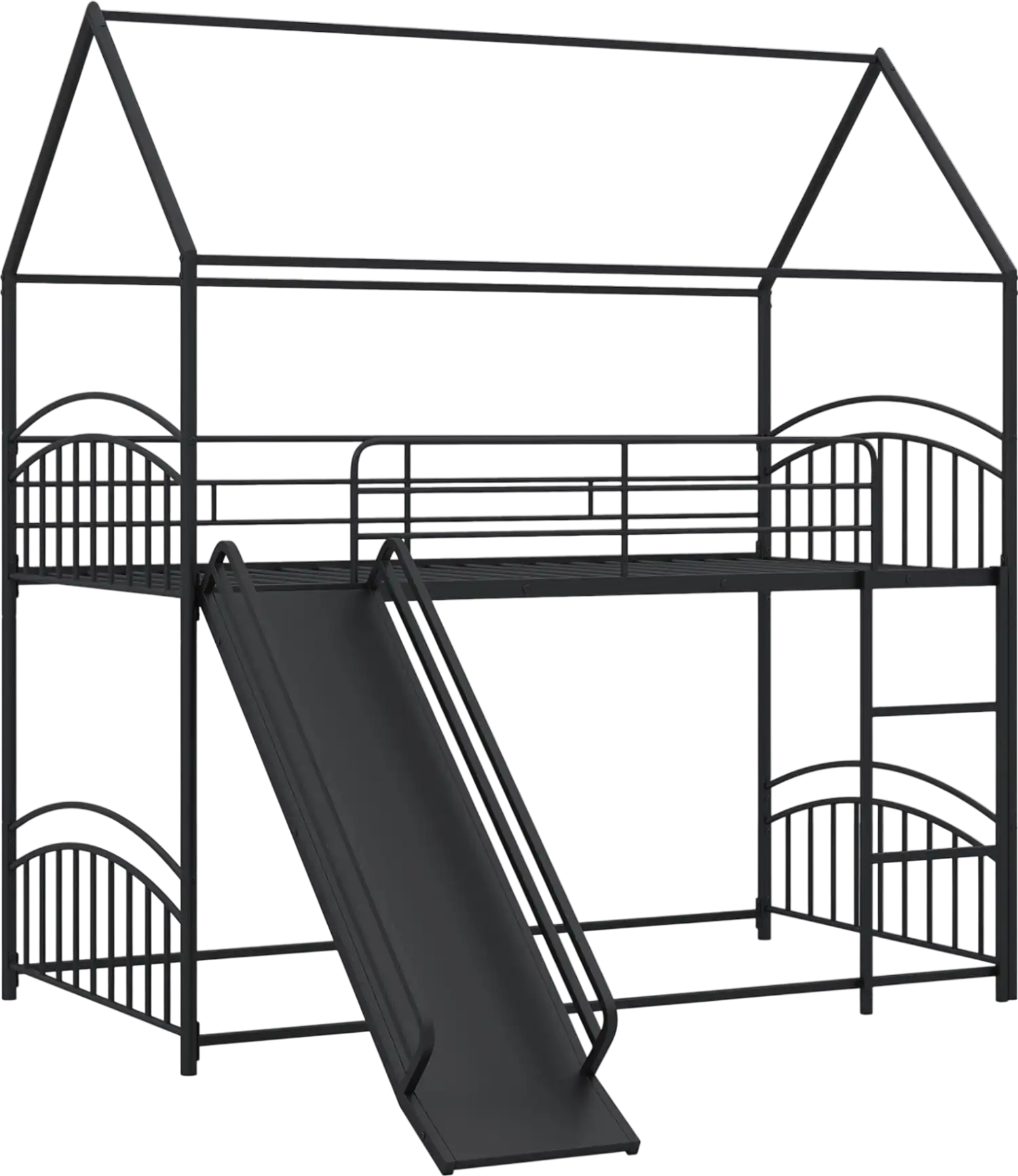 Costway Twin Over Twin House Bunk Bed Frame Metal Slats 66290154 New
