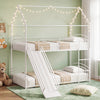 Bunk Bed Twin Over Twin House Bunk Bed Frame with Metal Slats-White - Gallery View 1 of 12