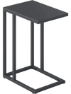 C-shaped side table in dark gray with a spacious tabletop and sturdy metal frame, perfect for living room or bedroom.