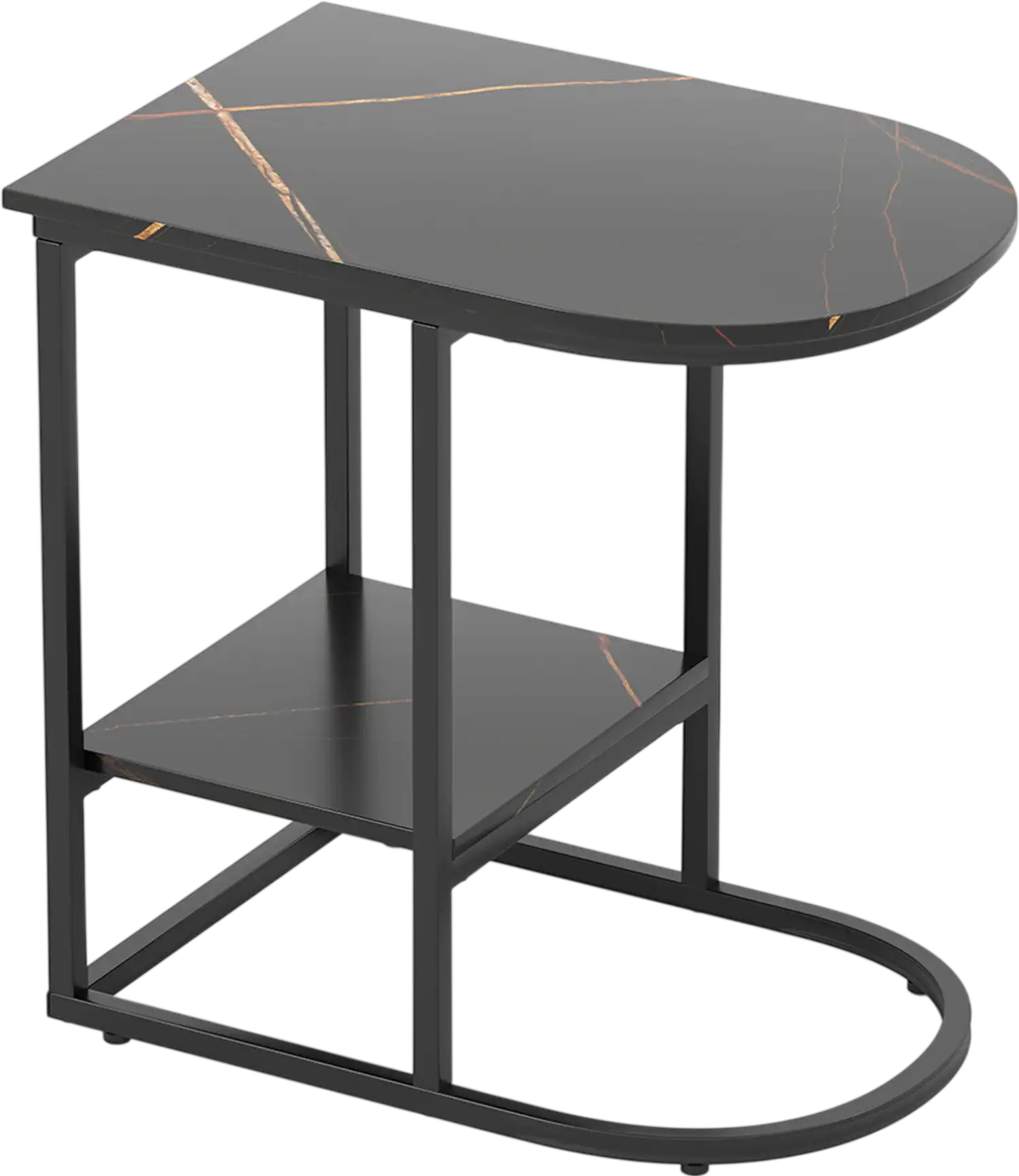 Costway C-Shaped Sofa Side Table Faux Marble Storage Shelf 597284136 New