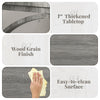 C-shaped 24-inch grey end table with 1" thickened tabletop and easy-to-clean wood grain finish for versatile use.