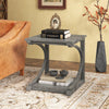 C-shaped 24-inch grey end table with two tiers, featuring a spacious top and bottom shelf for storage and decor.