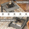 C-shaped 24-inch grey end table with spacious tabletop and bottom storage shelf for books and decorations.