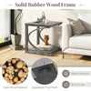 C-shaped 24-inch grey end table with solid rubber wood frame and adjustable foot pads for stable, space-saving design.