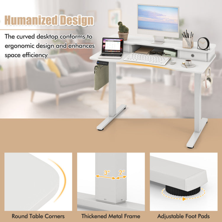 Costway Electric Standing Desk 48" x 24" Height Adjustable with 2 Drawers New
