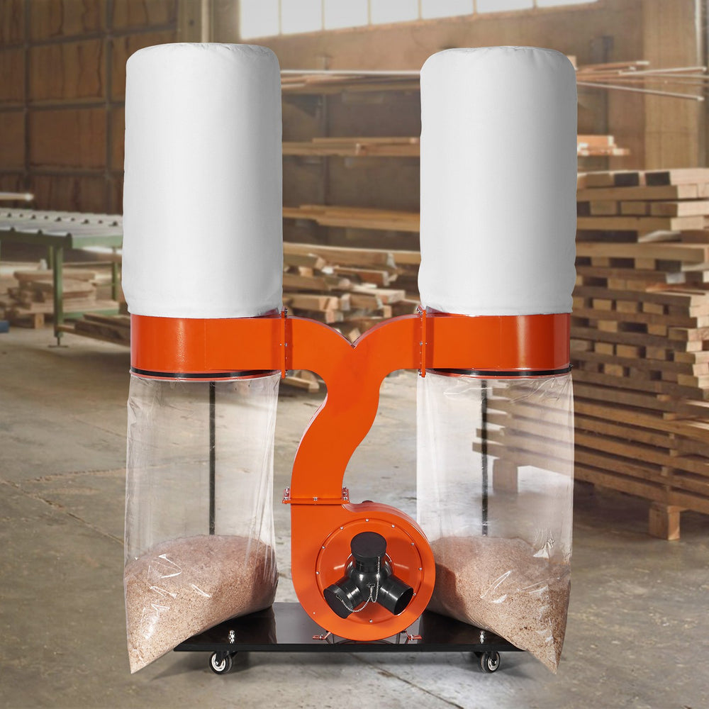 Vevor 3 HP Wheeled Dust Collector with 1550 CFM Airflow 94-Gal. Bag 2.5 Micron Filtration New