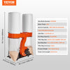 Vevor 3 HP Wheeled Dust Collector with 1550 CFM Airflow 94-Gal. Bag 2.5 Micron Filtration New