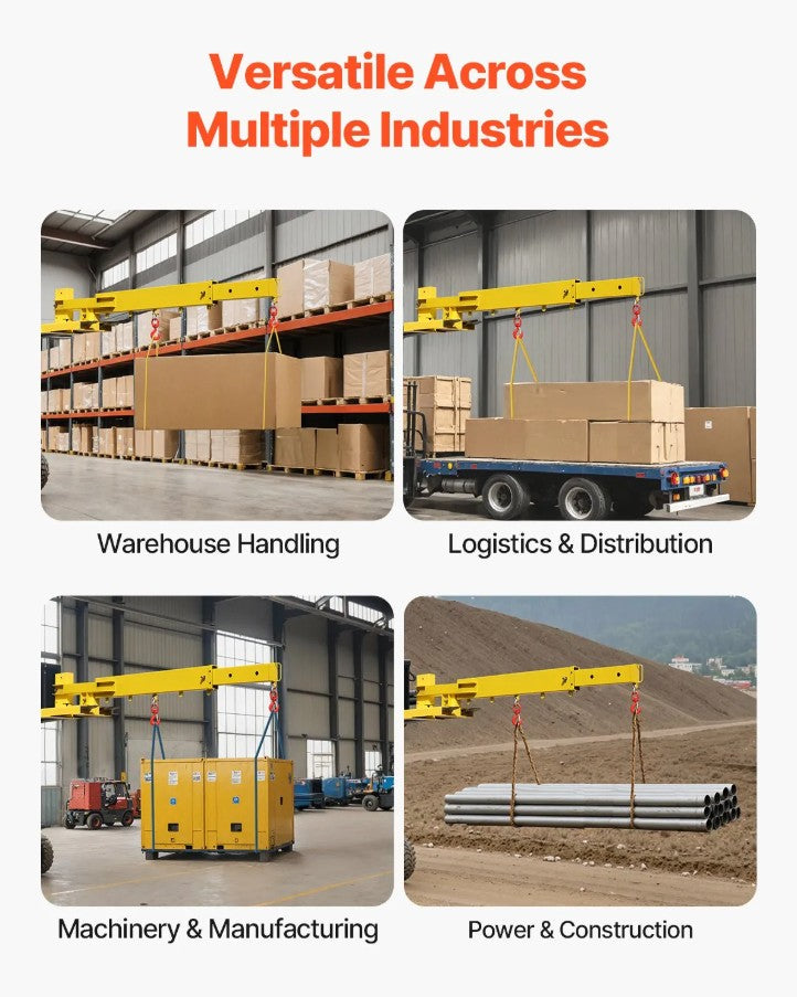 Vevor Adjustable Forklift Jib Boom Crane 6000 Lbs Capacity 2 Hooks Alloy Steel New