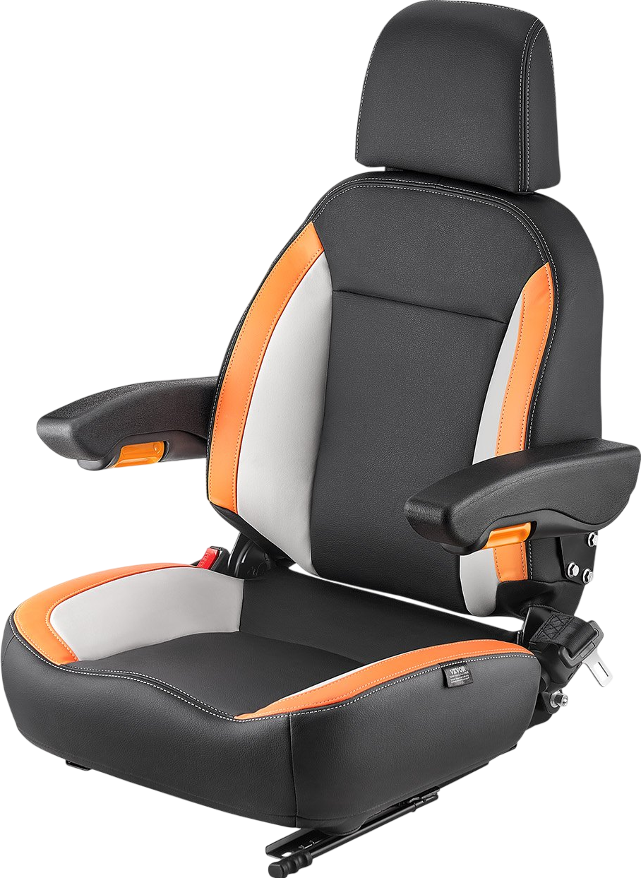 Vevor Forklift Tractor Seat 150° Reclining Backrest Adjustable Headrest Universal Fit New