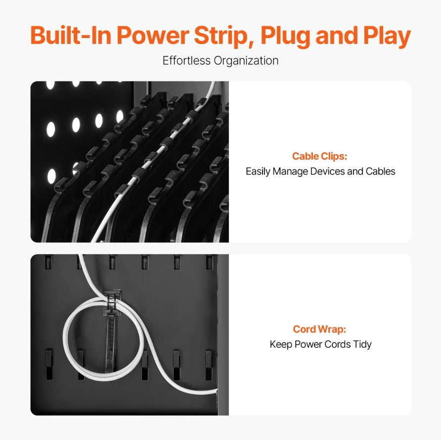 Vevor Mobile Charging Cart 32-Device Capacity for Laptops and Tablets up to 15.6" Screen Size New