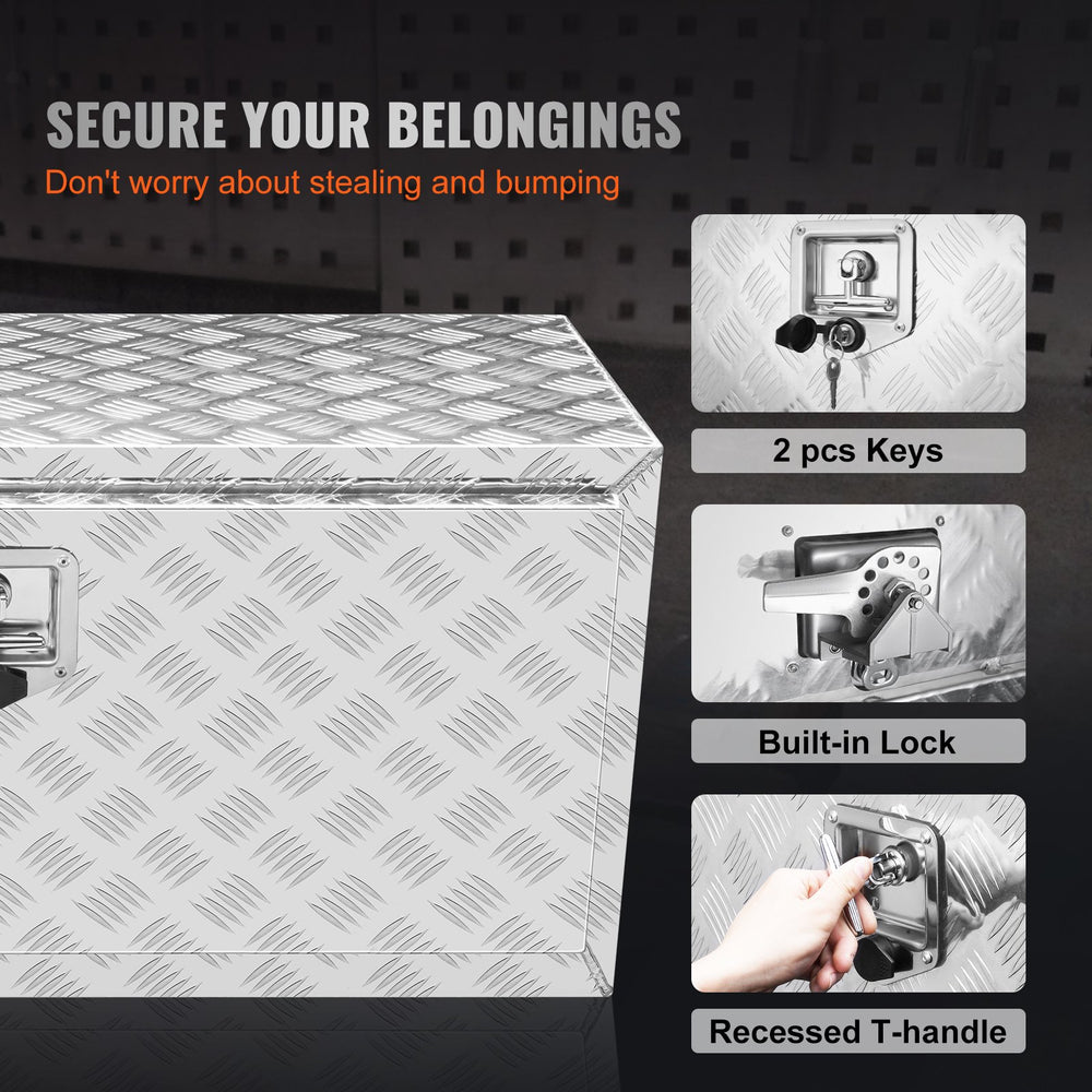 39X13X10 Aluminum Truck Underbody Tool Box Trailer RV Bed Storage 39X13X10 Aluminum Truck Underbody Tool Box Trailer RV Bed Storage