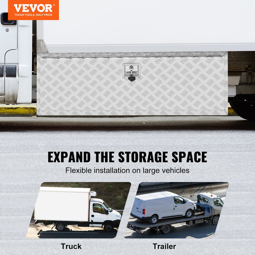 Vevor Underbody Truck Box 48"x17"x18" Aluminum Diamond Plate with Lock Waterproof New