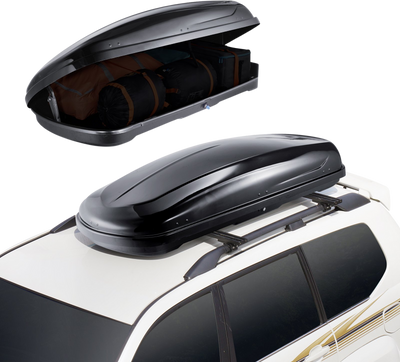 Vevor Rooftop Cargo Carrier 8 Cu. Ft. ABS Hard Shell Luggage Box with Dual-Sided Opening and 2 Straps New