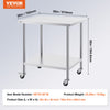 Vevor Prep Table 30" x 36" x 38" Stainless Steel 820 Lbs. Capacity with Adjustable Shelf New