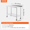 Vevor Prep Table 24" x 48" x 40" Stainless Steel 800 Lbs. Capacity with Rear Baffle and Adjustable Shelf New