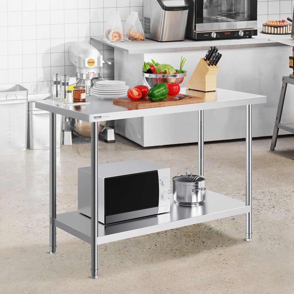 Vevor Prep Table 24" x 48" x 34" Stainless Steel 800 Lbs. Capacity with Adjustable Shelf New