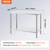 Vevor Prep Table 24" x 48" x 34" Stainless Steel 800 Lbs. Capacity with Adjustable Shelf New