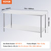 Vevor Prep Table 30" x 72" x 34" Stainless Steel 920 Lbs. Capacity with Adjustable Shelf New