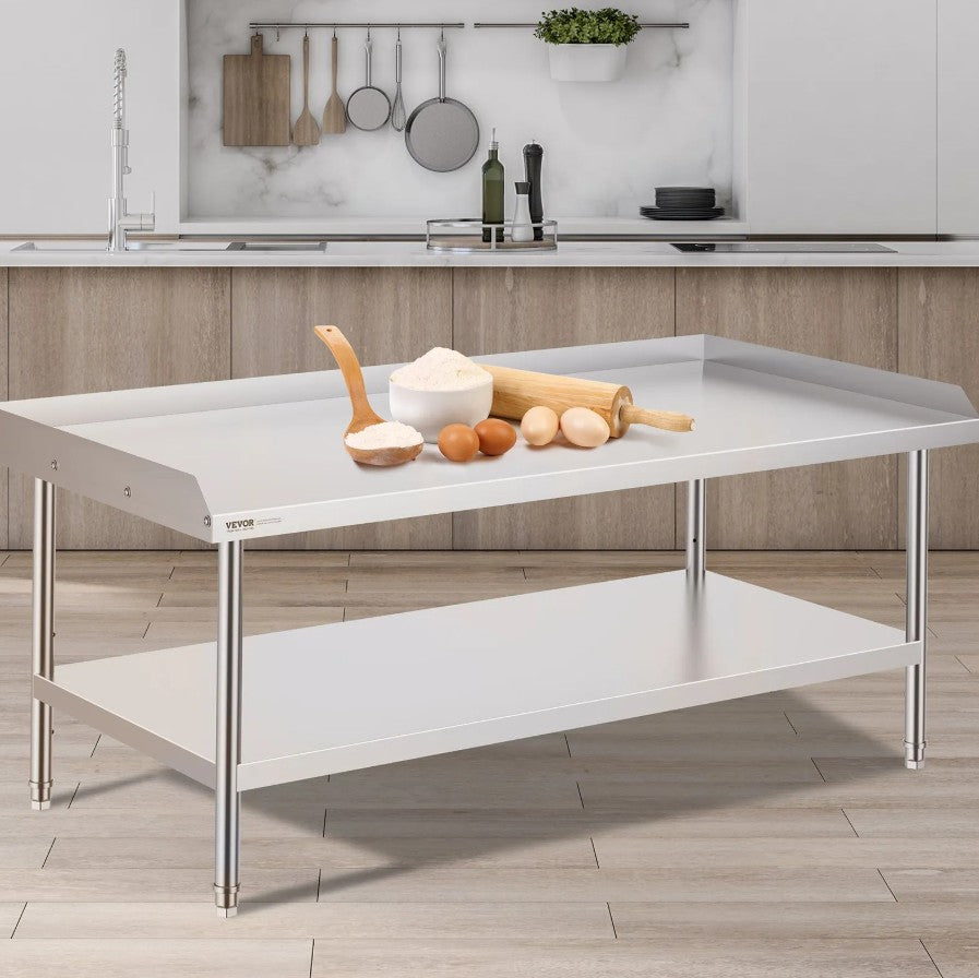 Vevor Stainless Steel Prep Table 30"x60" Commercial with Backsplash and Adjustable Shelf New