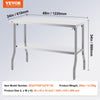 Vevor Folding Commercial Prep Table 48" x 24" Stainless Steel 300 lbs. Capacity with Bottom Shelf New