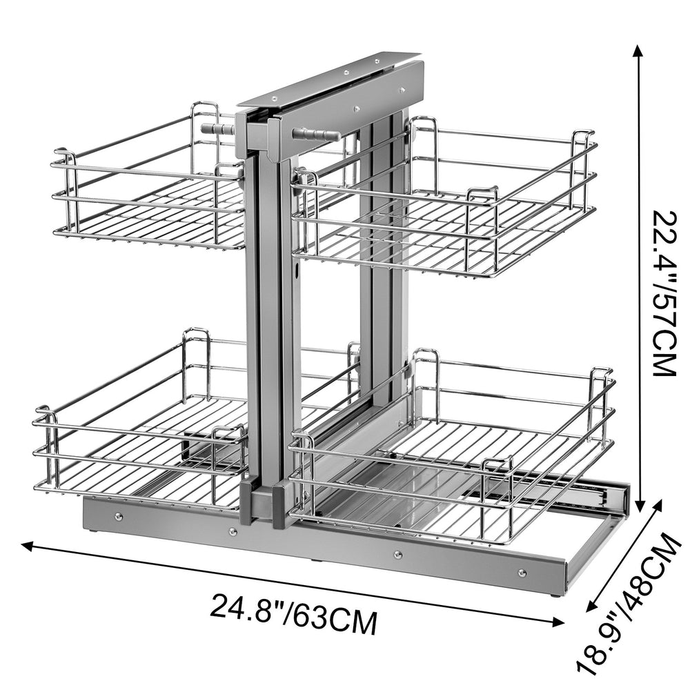 Vevor Cabinet Organizer 24.8" x 18.9" x 22.4" with 4 Pull-Out Shelves Soft Close Chrome Finish New