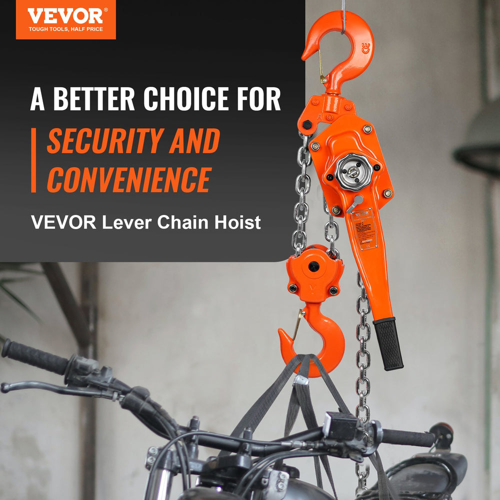 Vevor Manual Lever Hoist 13200 Lbs 6 Ton Capacity 9.2' G80 Galvanized Steel Chain with Weston Break New