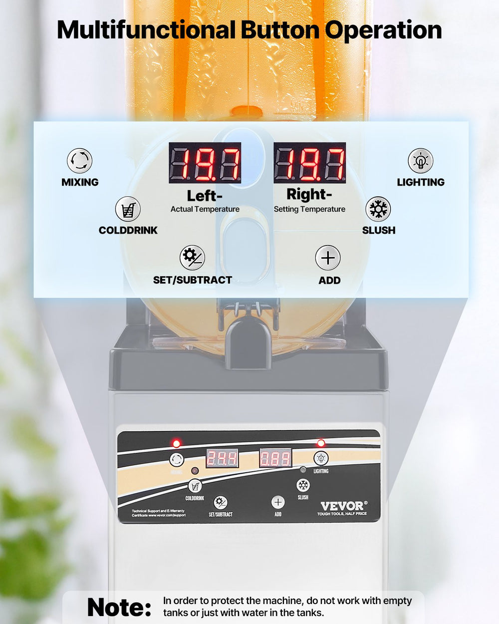 Vevor Commercial Slushy Machine 3.96 Gal Tank with Adjustable Temperature and Auto Clean New