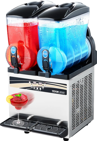 Vevor Commercial Slushy Machine Dual 3.96 Gal Tanks with Temperature Control and Auto Cleaning New