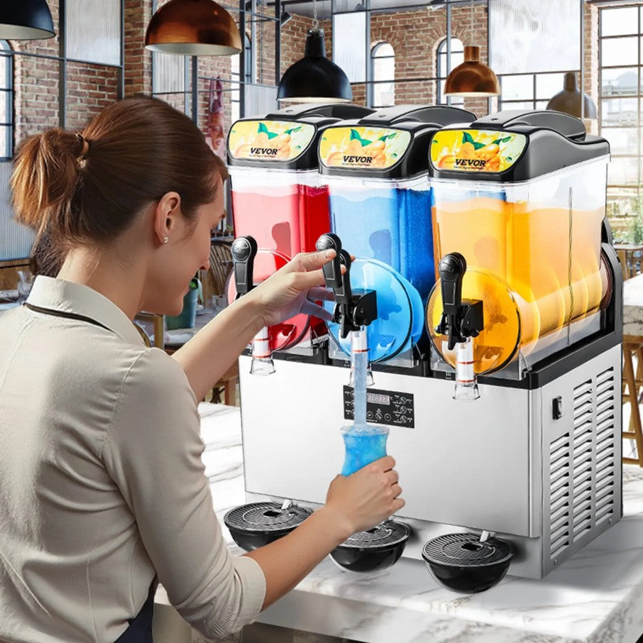 Slushy Machine Factory Vevor Commercial Slushy Machine 3-Tank 45 Qt Frozen Drink and Margarit ...