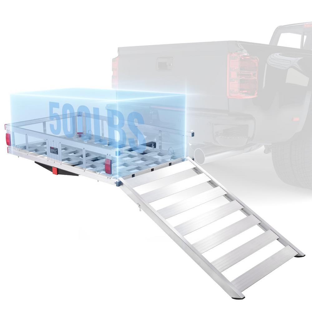 Vevor Hitch Cargo Carrier 50" x 29.5" x 8.7" 500 lbs Load Capacity With Folding Ramp Fits 2" Hitch Receiver Aluminum TYGJ0062 New