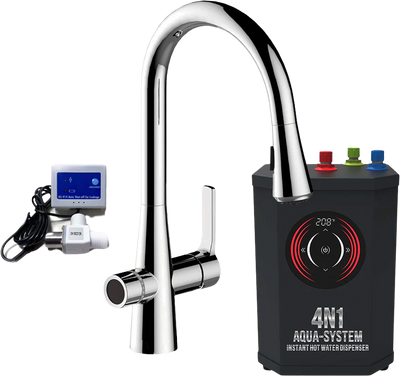 AquaNuTech 4N1 Aqua-System Faucet with Hot Water Dispenser and Leak Detector New