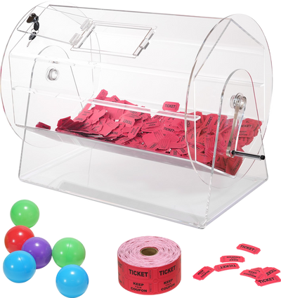 Vevor Raffle Drum Acrylic Ticket Spinning Cage with Lockable Door Holds 10,000 Tickets or 300 Balls New