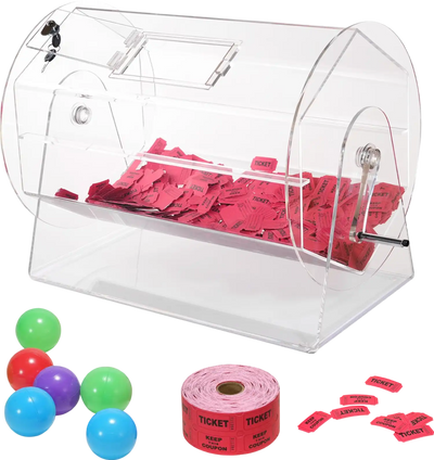 Vevor Raffle Drum Acrylic Ticket Spinning Cage with Lockable Door Holds 10,000 Tickets or 300 Balls New