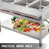 Vevor Electric Food Warmer 4 Pan 18 Qt. with Lids 3000W 110V 7" Cutting Board Commercial Stainless Steel New