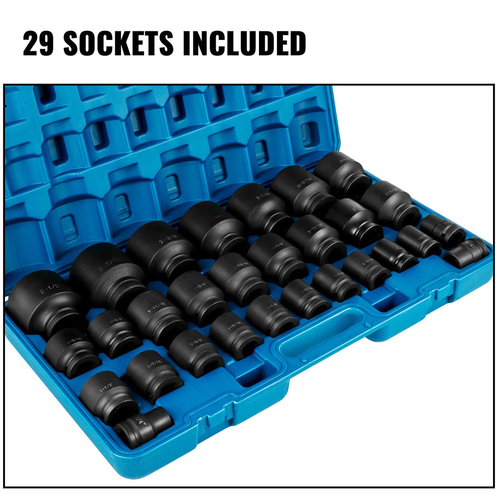 Vevor Impact Socket Set 3/4" to 2 1/2" 29 Pieces 6 Point CR-M0 New