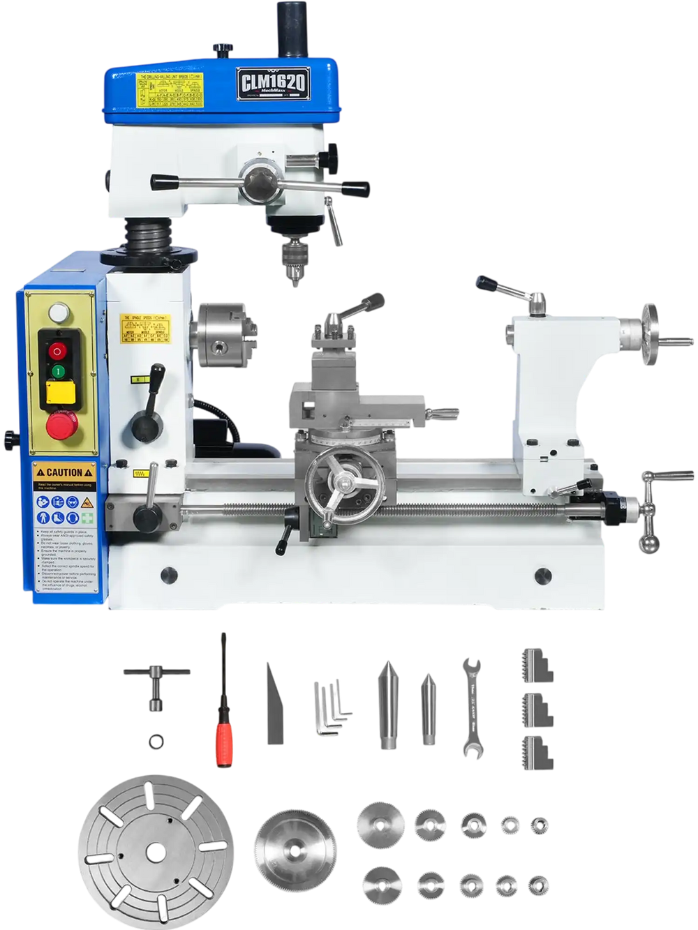 1 HP 16''x16'' Multi-Function Metal Lathe Milling Machine Head for Metalworking Combo Lathe, Drilling, and Milling Operations with Powerful Motor, Perfect for DIY, Workshops, and Professional Combination Metalworking Projects without Stand CLM1620