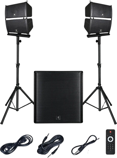 Proreck CLUB-4000 PA Speaker System 4000W Combo 4 Line Array Speakers and 18