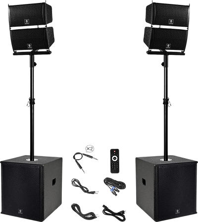 Proreck CLUB-6000 PA Speaker System 6000W Combo 4 Line Array Speakers and 15