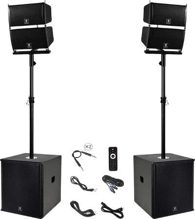 Proreck CLUB-6000 PA Speaker System 6000W Combo 4 Line Array Speakers and 15
