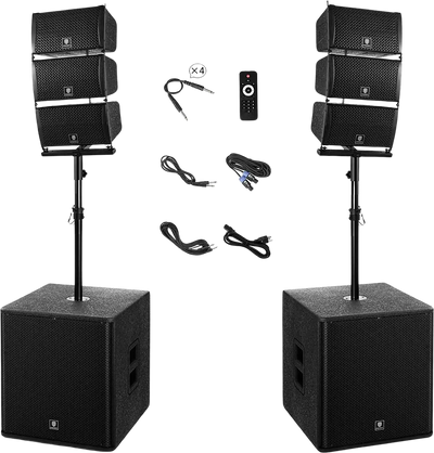 Proreck CLUB-8000 PA Speaker System 8000W Combo 6 Line Array Speakers and 18