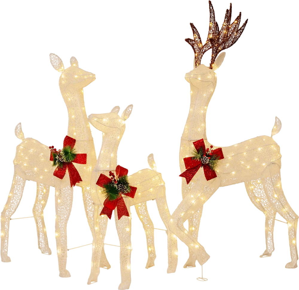 3-Piece Pre-lit Christmas Reindeer Family with 230 Warm White LED Lights