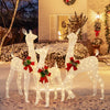 Three-piece pre-lit Christmas reindeer family with 230 warm white LED lights, perfect for festive outdoor decoration.