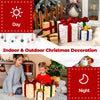 Set of 3 lighted Christmas gift boxes with colorful ribbons, featuring 48 warm lights for festive indoor and outdoor.