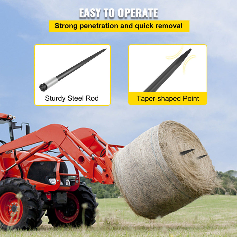 Vevor Attachment Bale Spears 49" 4000 lbs. Capacity Quick Attach Hex Nut and Sleeve for Bucket Hay Spears 2 PC New