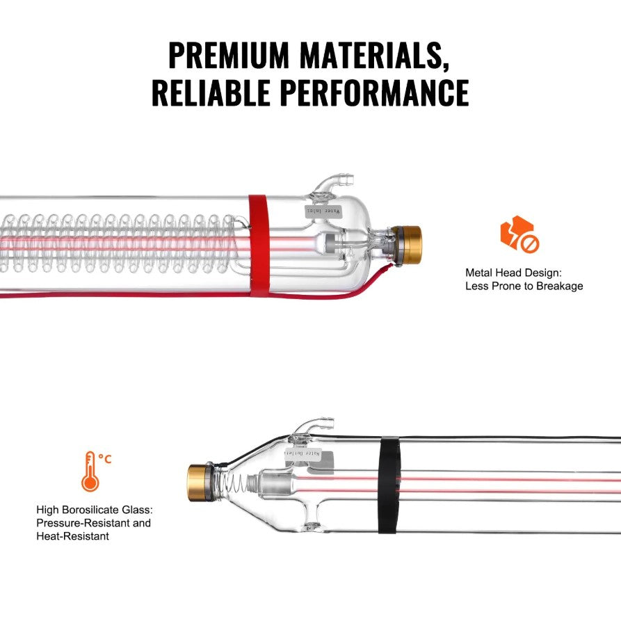 Vevor 130W CO2 Laser Tube 65" Borosilicate Glass Cutter Tube 10,000-Hour Lifespan New