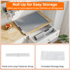 Rollable electric warming tray in gray with hook-and-loop strap for easy storage, ideal for parties and gatherings.