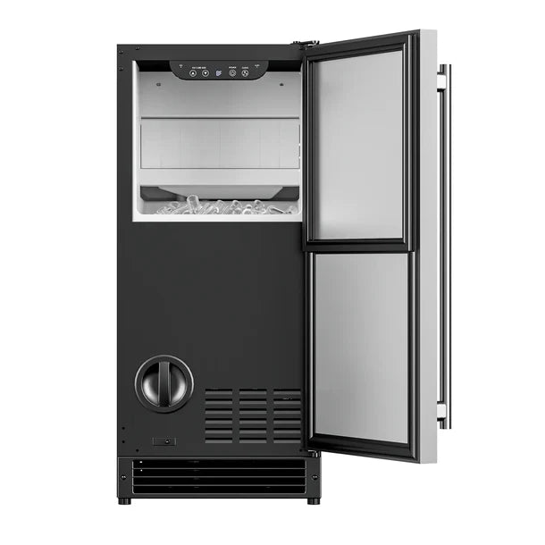 Cotlin IMB55BI Bullet Ice Maker Ultra-Clear 15" Undercounter with Drain Pump 52 lbs/Day 26 lbs Storage New