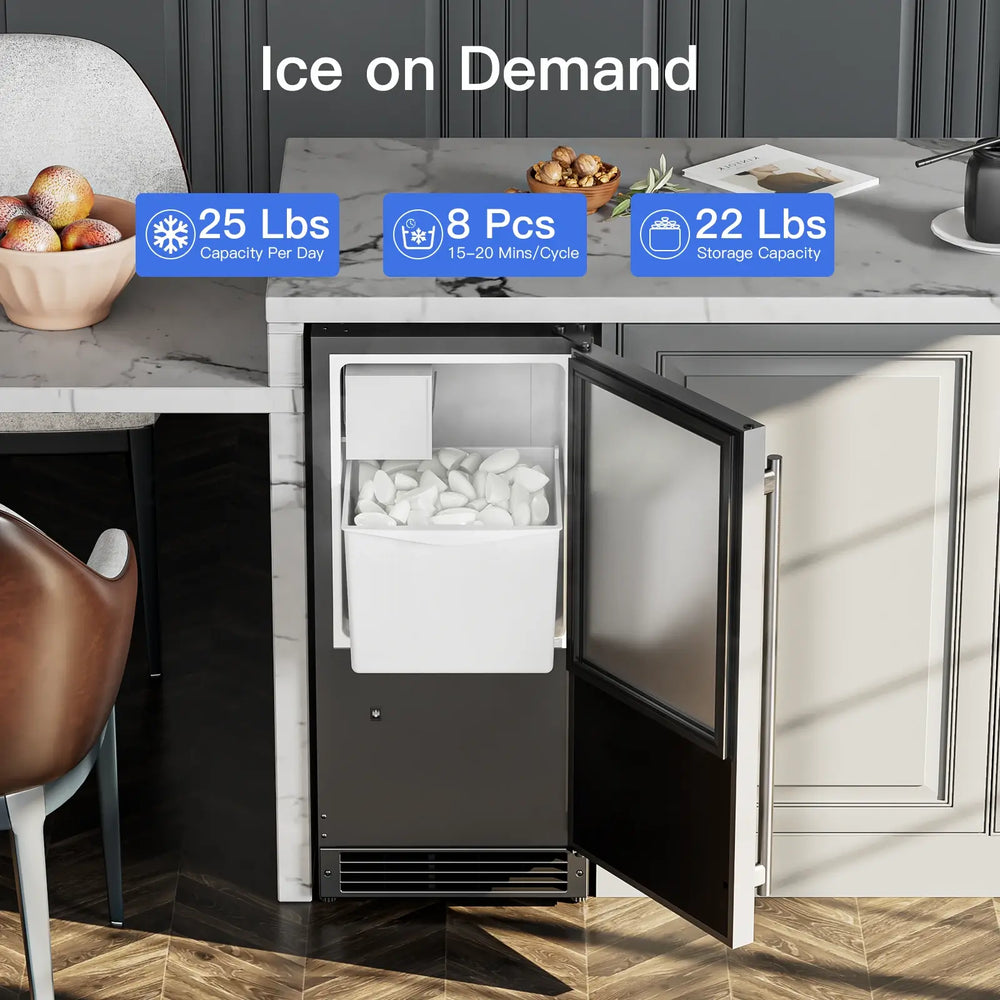 Cotlin IMC25BI Undercounter Crescent Ice Maker 15" Drainless 25 lbs/Day with 22 lbs. Storage New