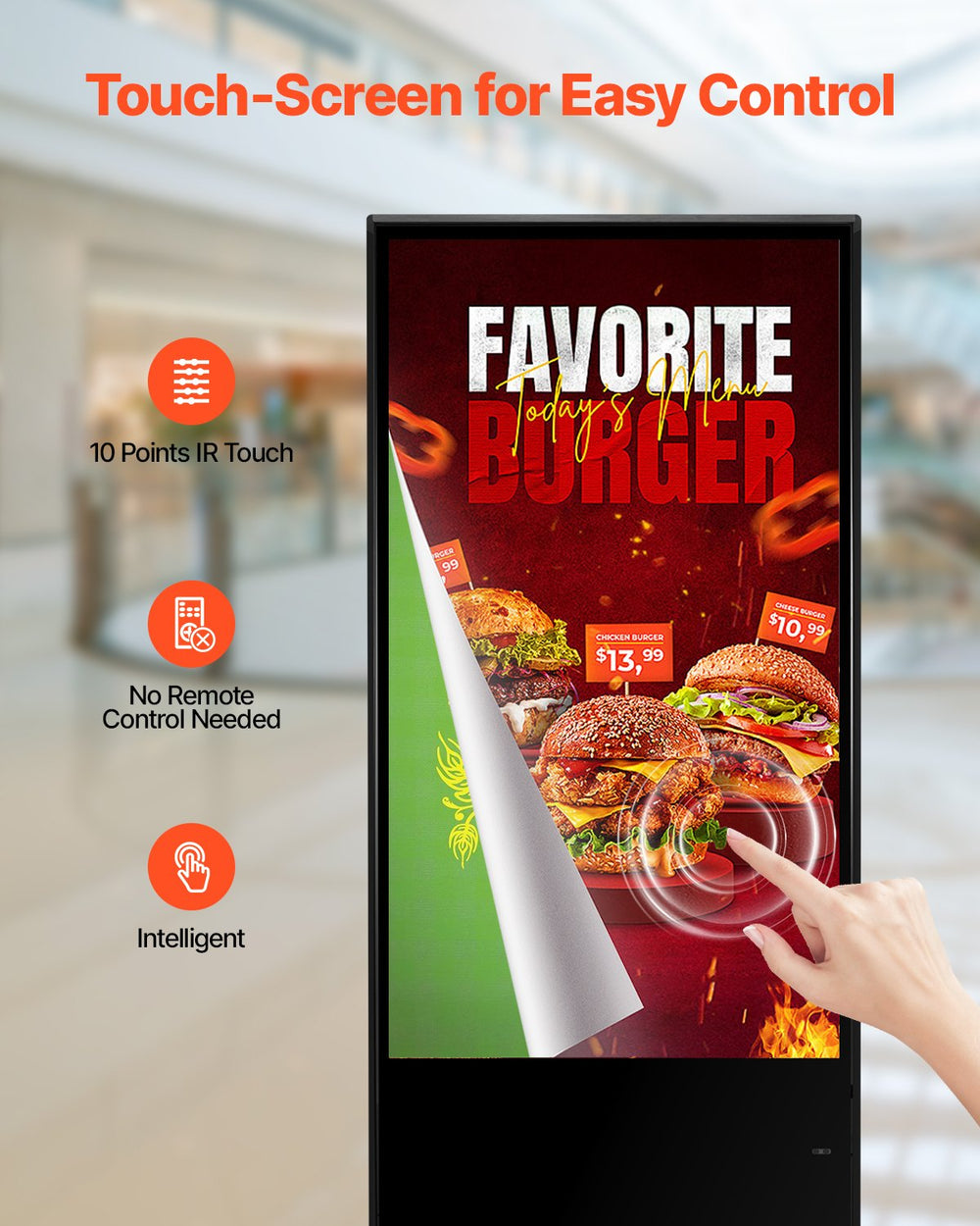 Vevor 4K Touchscreen Digital Signage Kiosk 55" Floor Standing LCD Display New